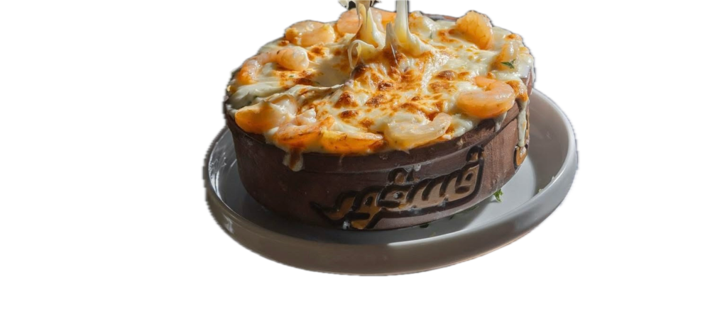 طاجن فخار باستا صوص احمر بالجمبري