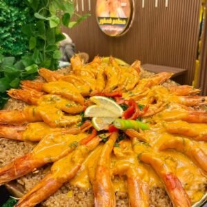 صينية جمبري سووبر جامبو بترفلاي (كيلو جمبري بترفلاي + كيلو رز هدية )